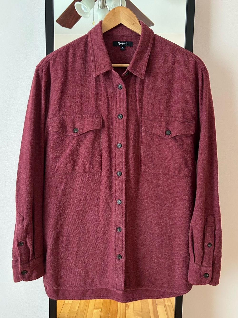 Madewell Flannel Classic Ex-Boyfriend button-down shirt burgundy Top MA865